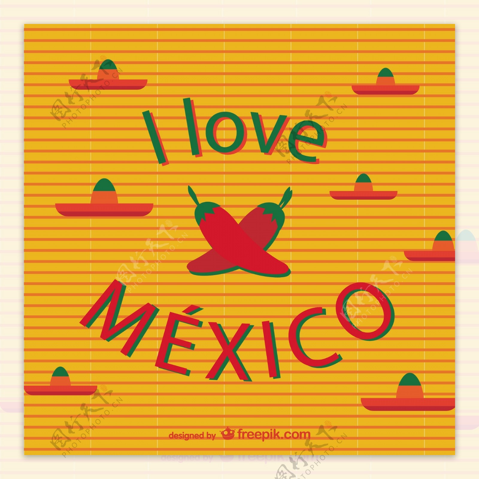我爱墨西哥向量