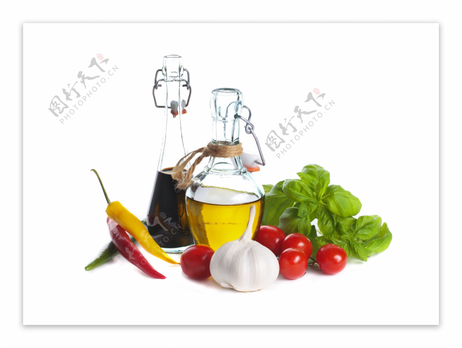 香醋食用油与蔬菜图片