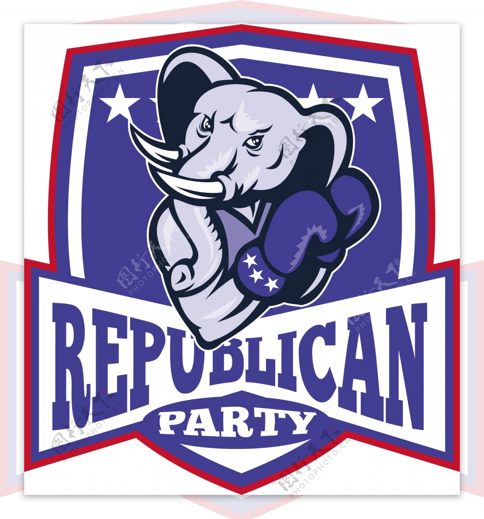 共和党的大象吉祥物拳击手盾