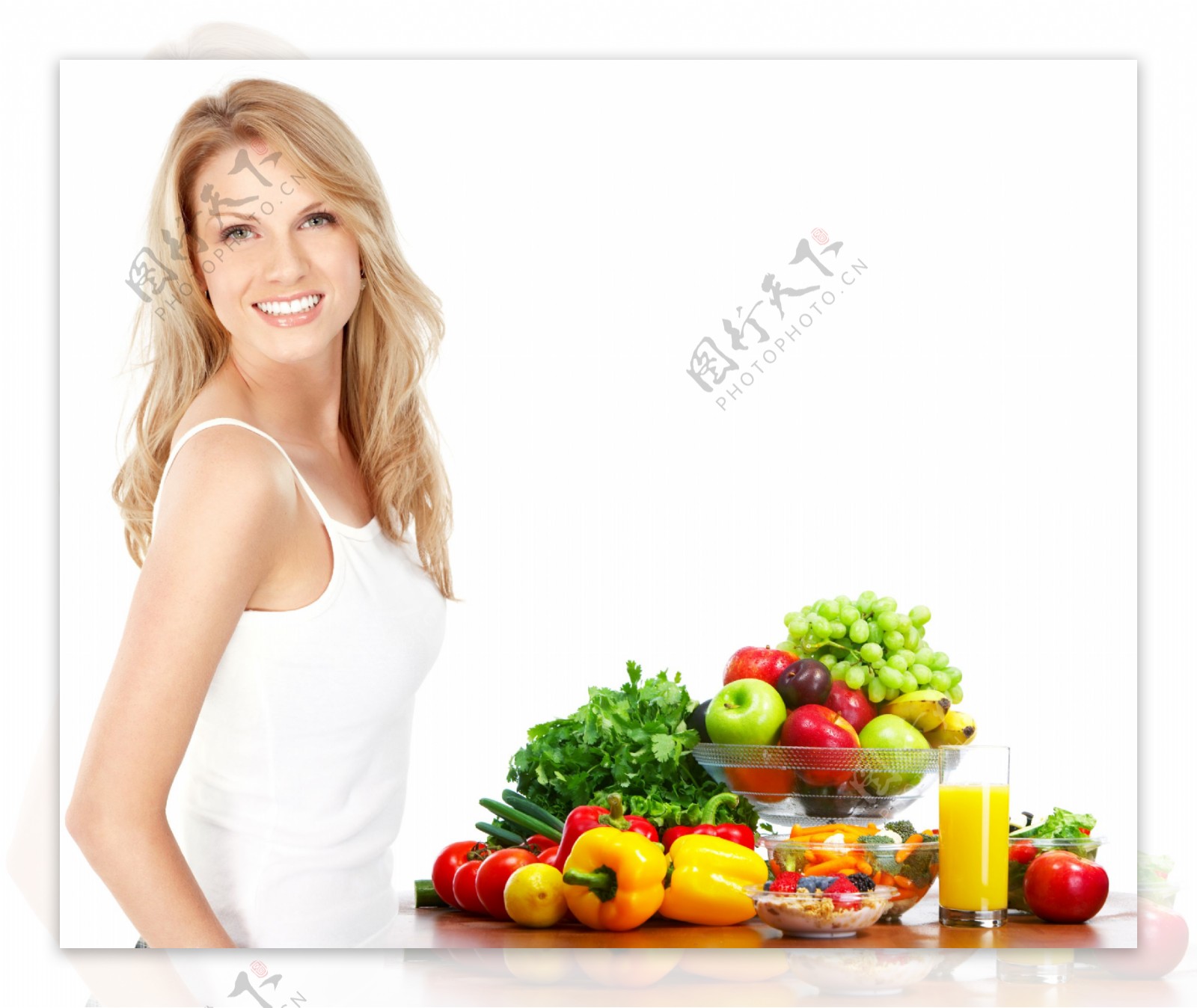 美女蔬菜和水果图片