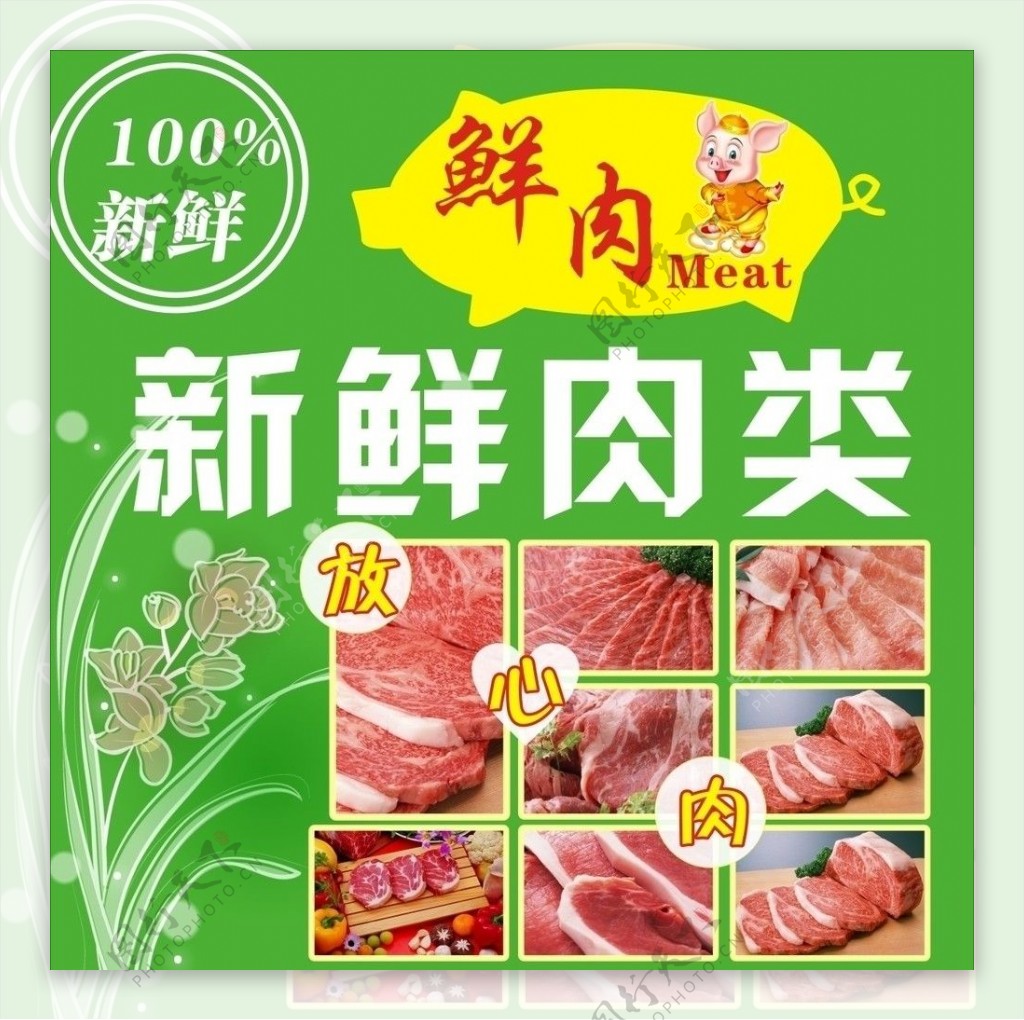 超市肉类区海报