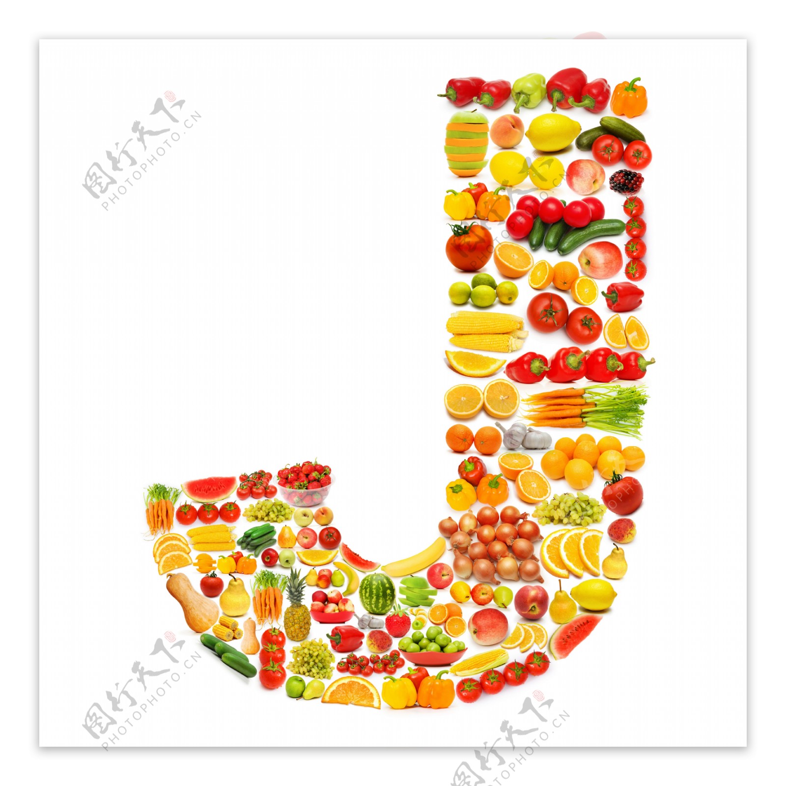 蔬菜水果组成的字母J图片
