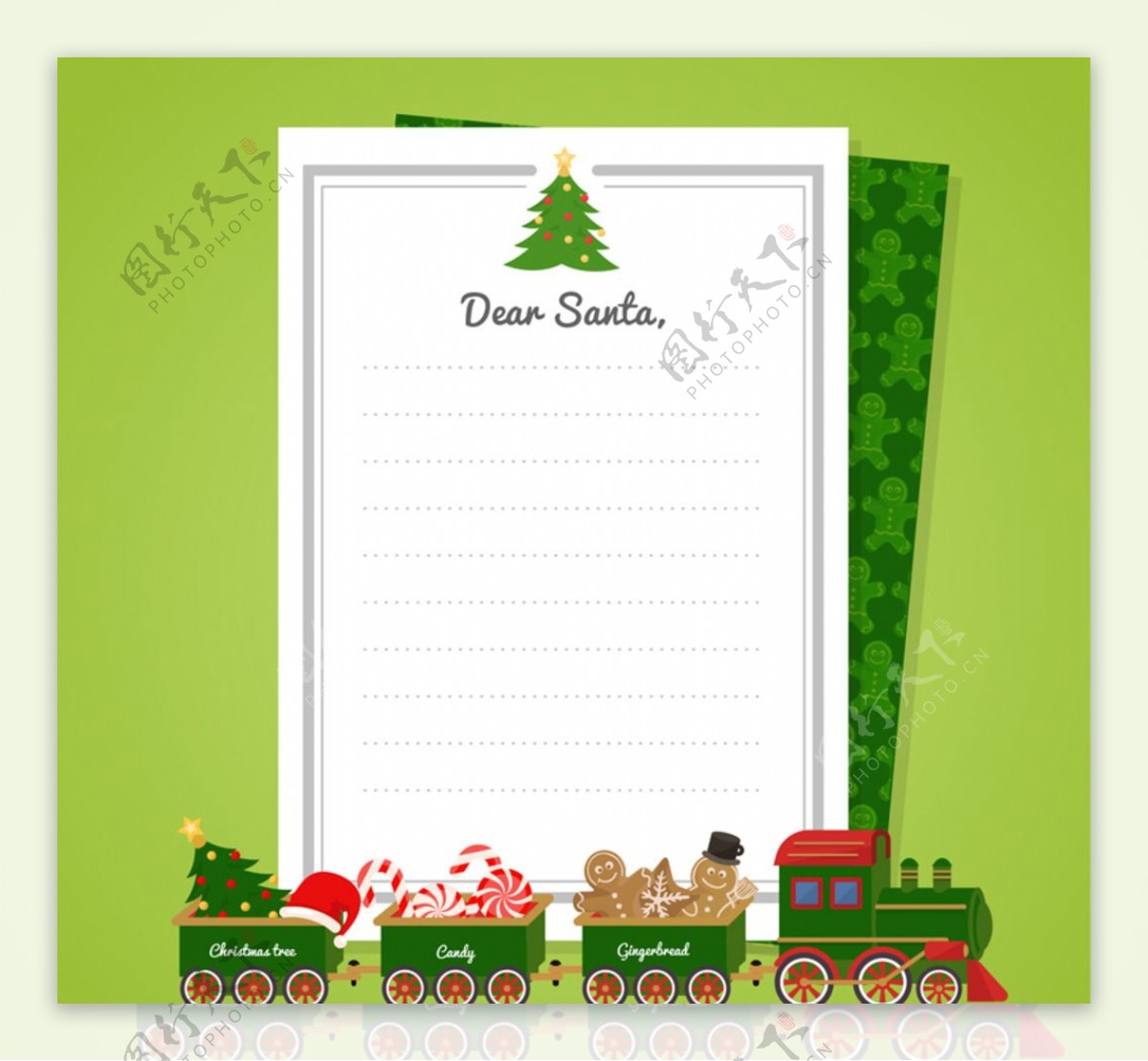 可爱圣诞火车装饰信纸