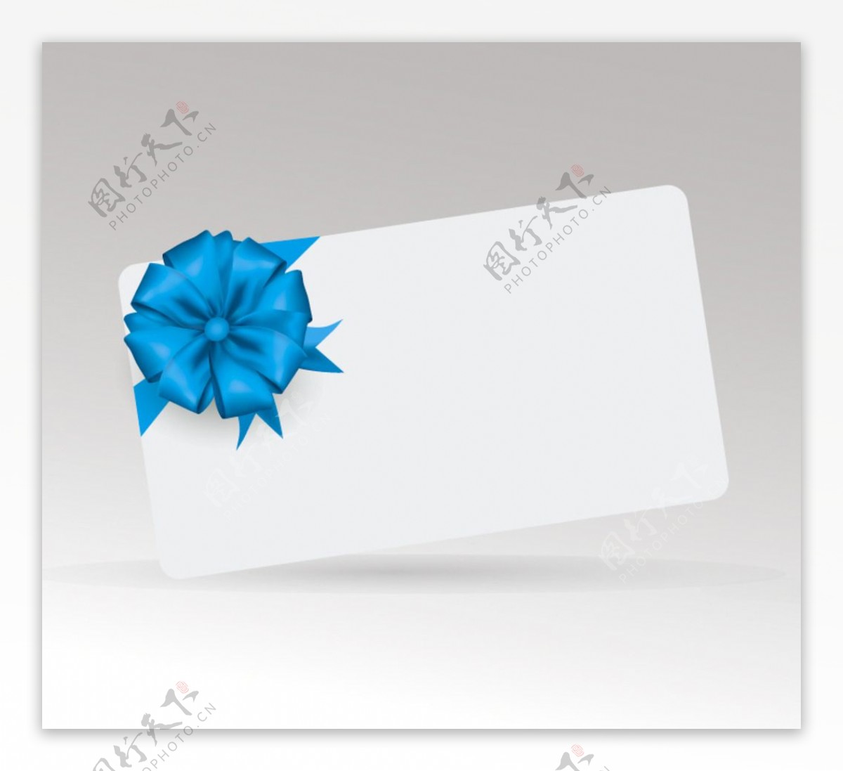 蓝色丝带花装饰卡片
