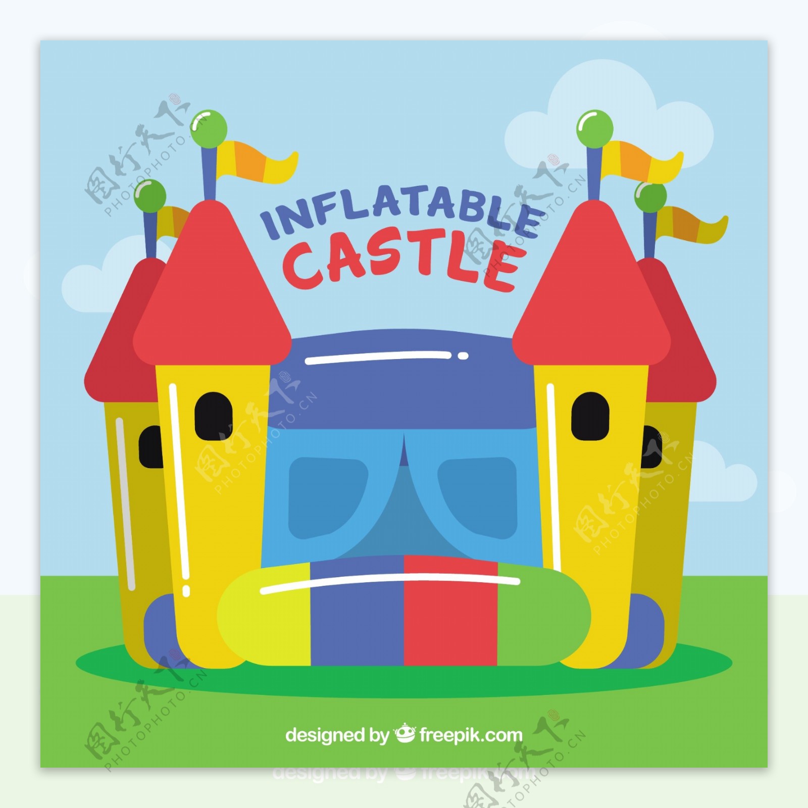 彩色充气城堡背景