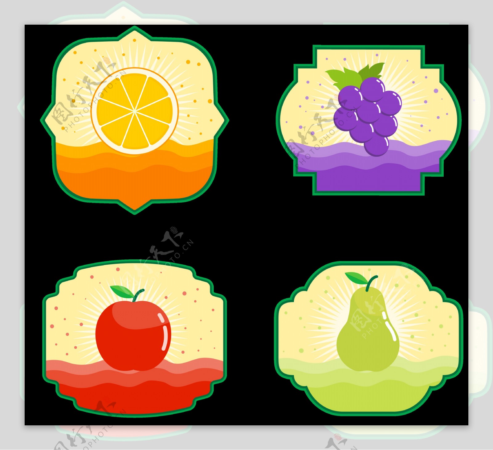 创意水果标签边框免抠png透明图层素材
