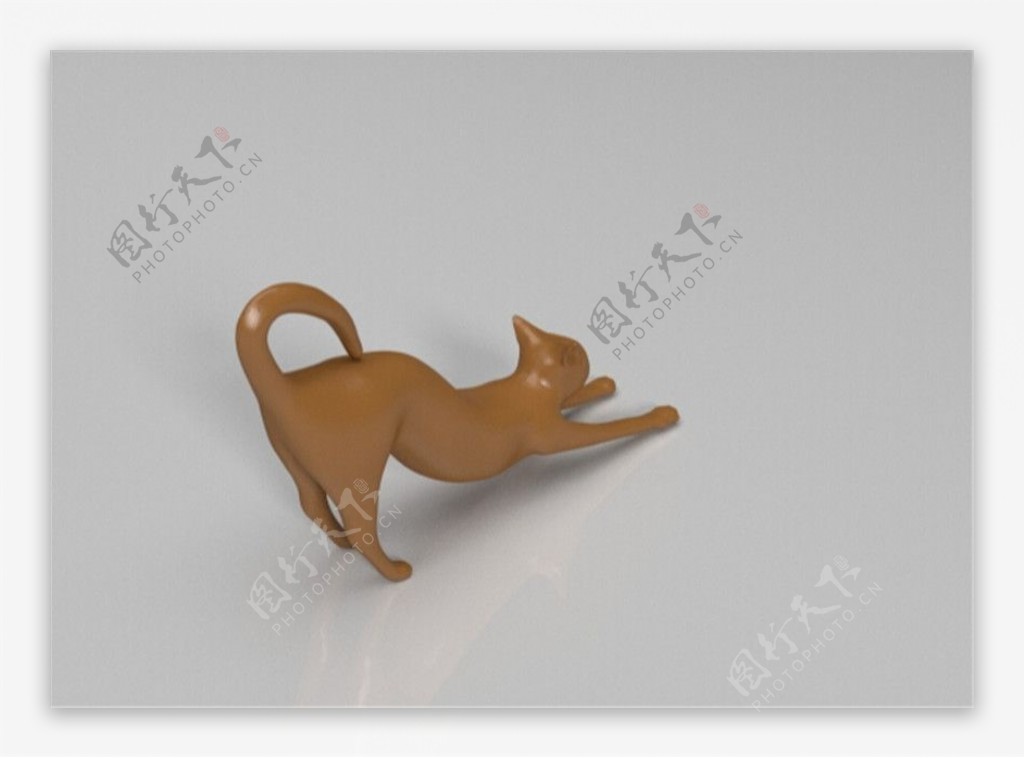 伸懒腰的猫3D打印模型