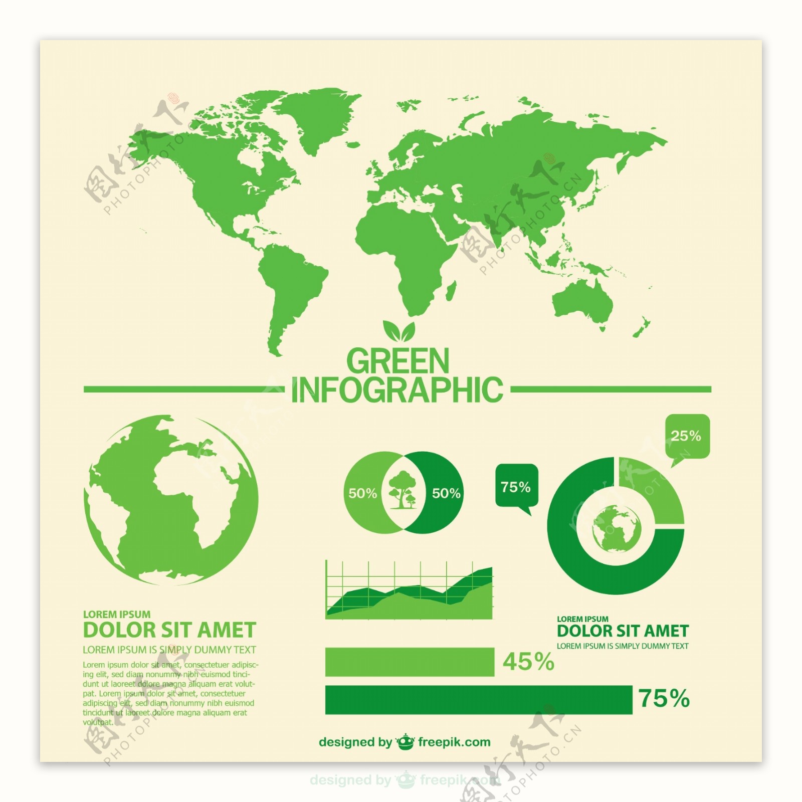 绿色世界的信息图表矢量