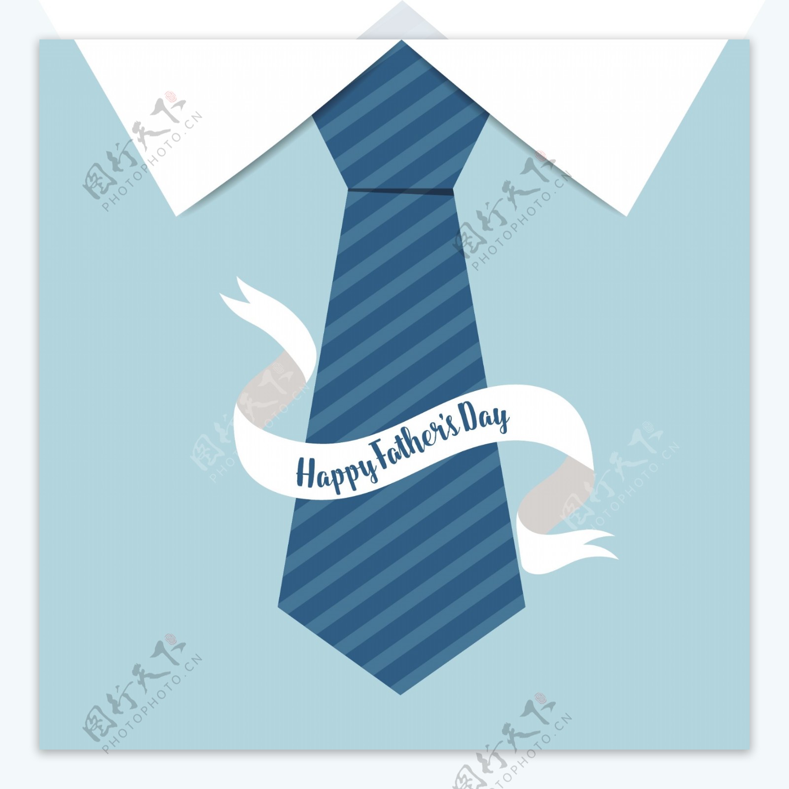 蓝色的领带与丝带父亲节背景
