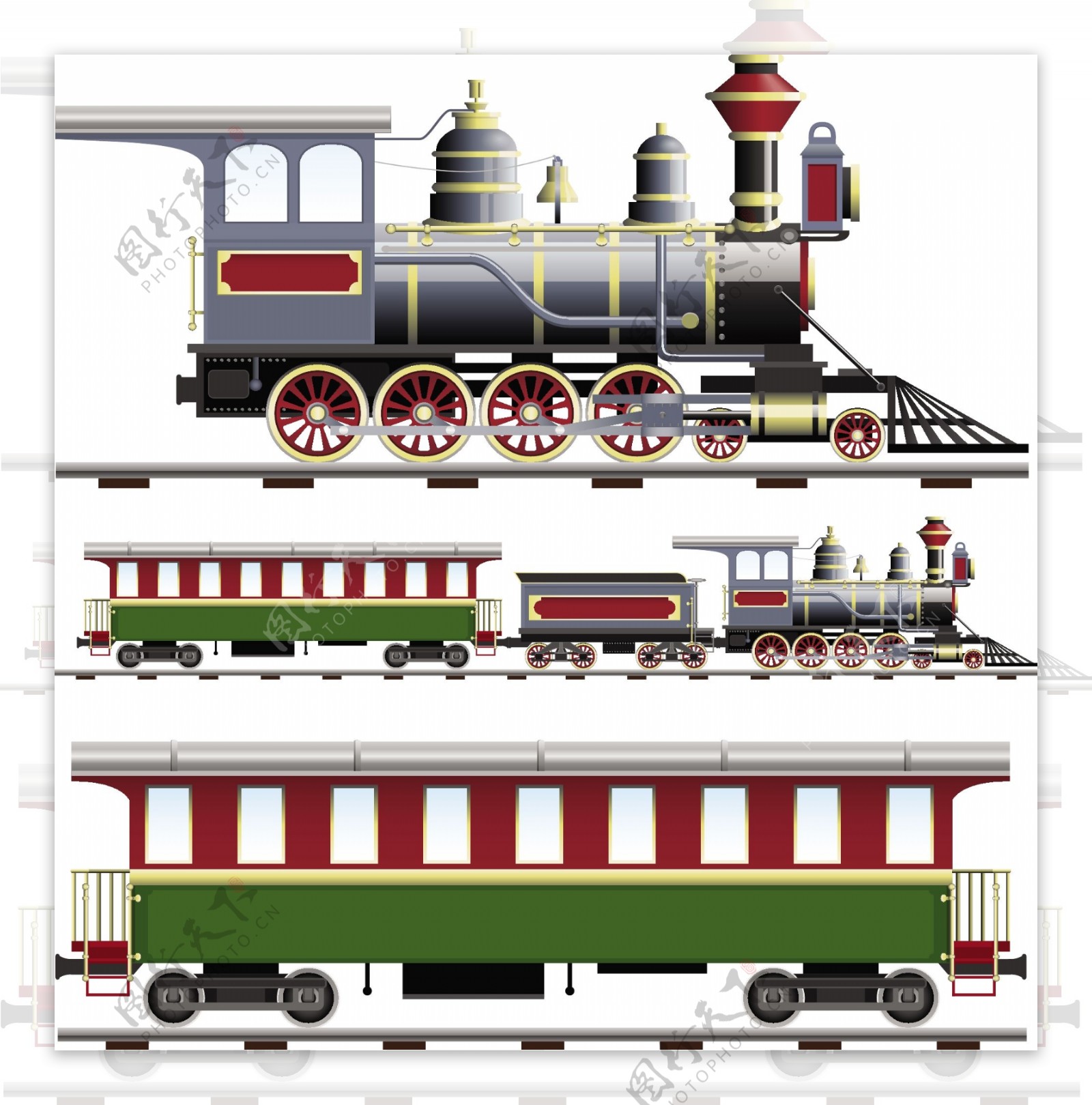 矢量蒸汽火车设计素材