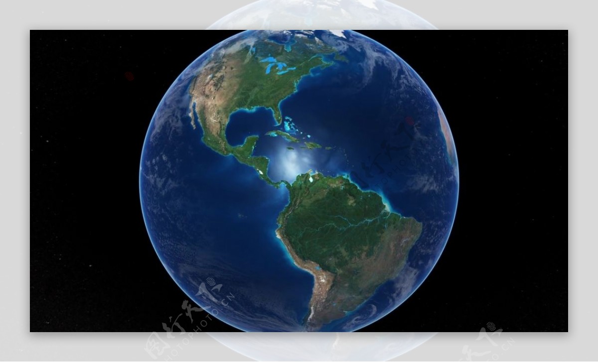 地球转动表面地图动画演示