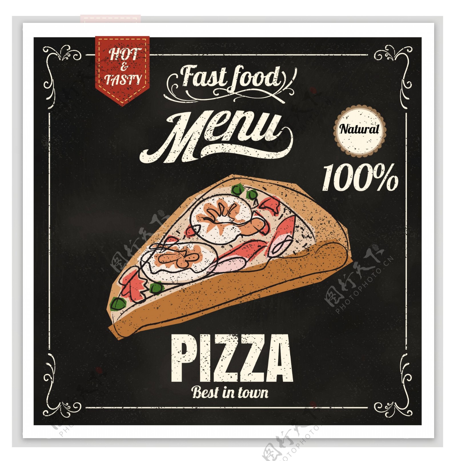 手绘披萨没事宣传海报EPS素材