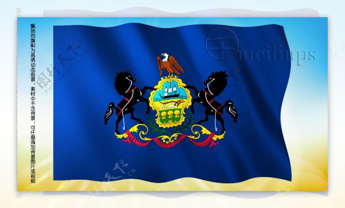 动态前景旗帜飘扬259宾夕法尼亚州