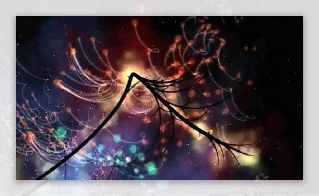 唯美梦幻树枝生长特效粒子视频素材