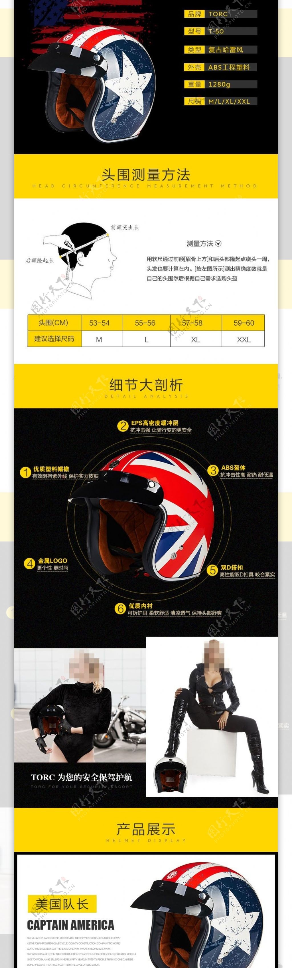 哈雷摩托车头盔详情页设计