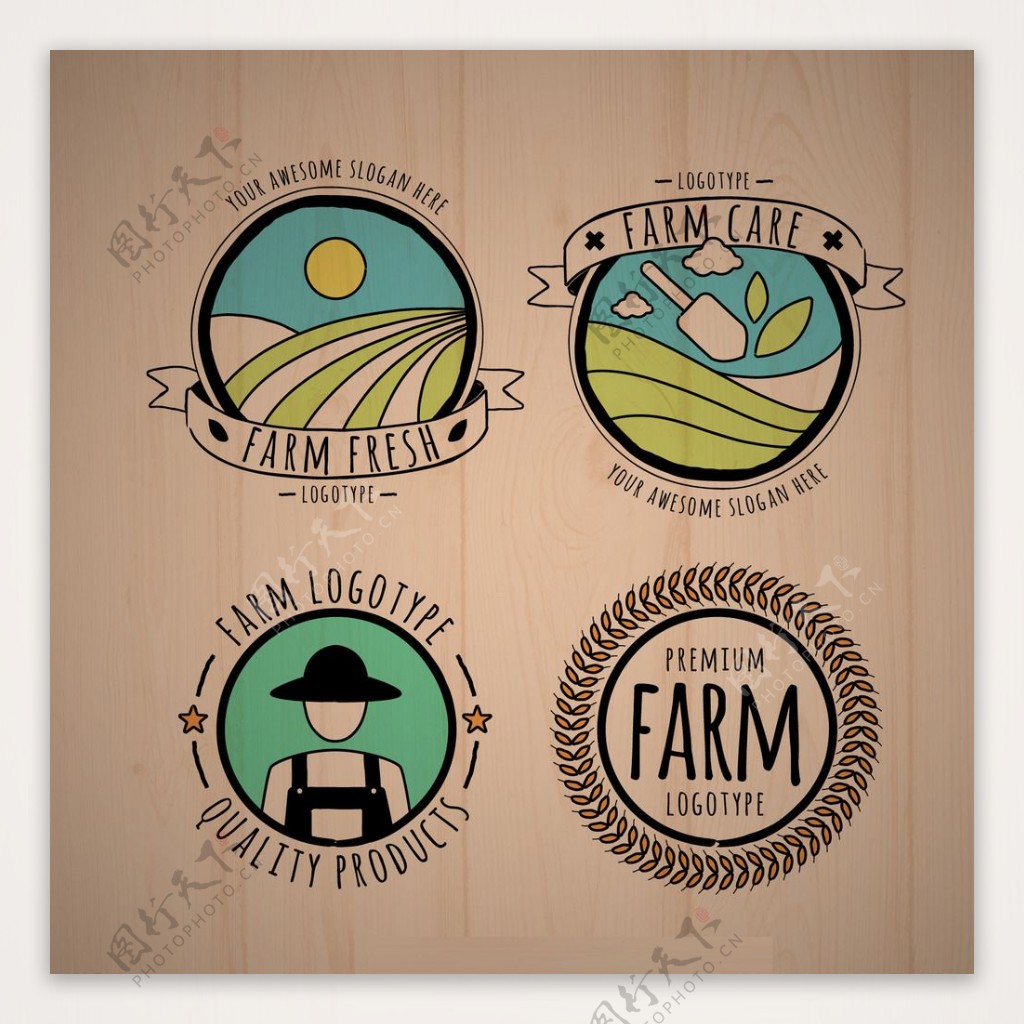 可爱的手绘农场标志图片