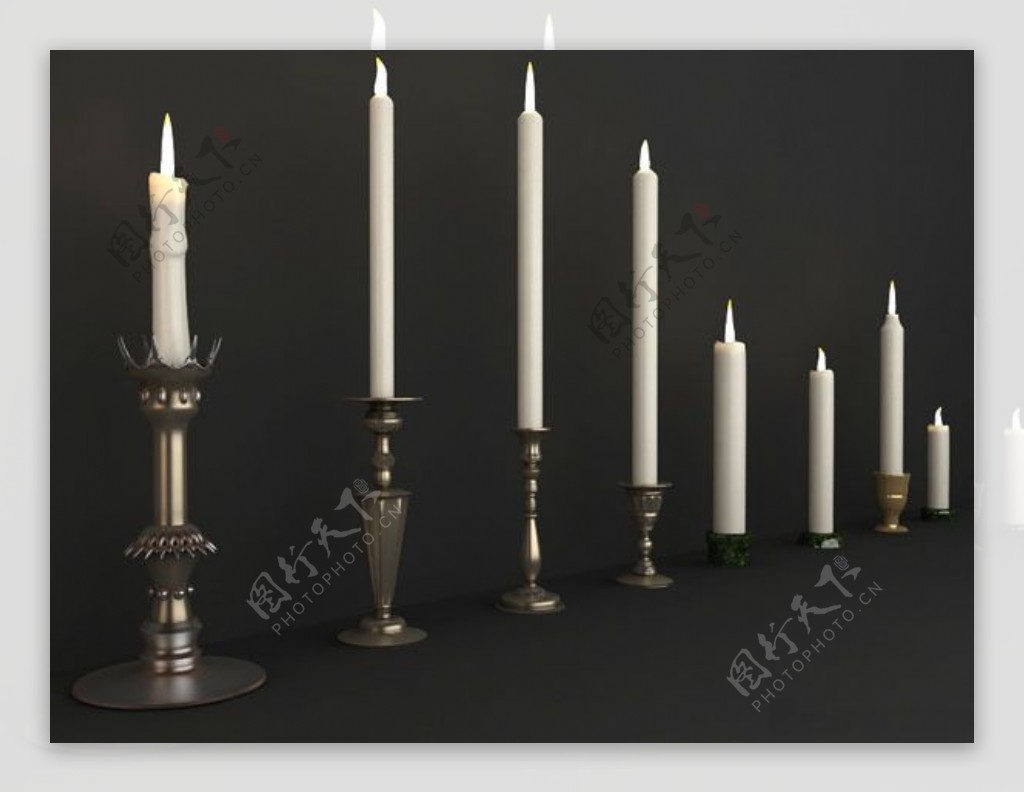 蜡烛和烛台3d素材