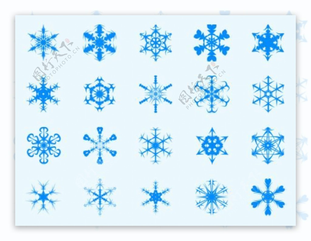 20种样式各异的雪花图案PS笔刷下载
