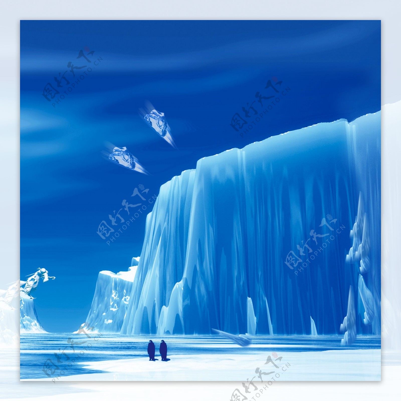 冰山冰块企鹅蓝色素材