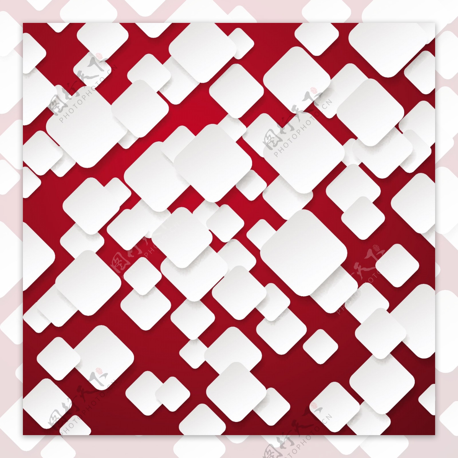 红色背景上的白色方块矢量素材