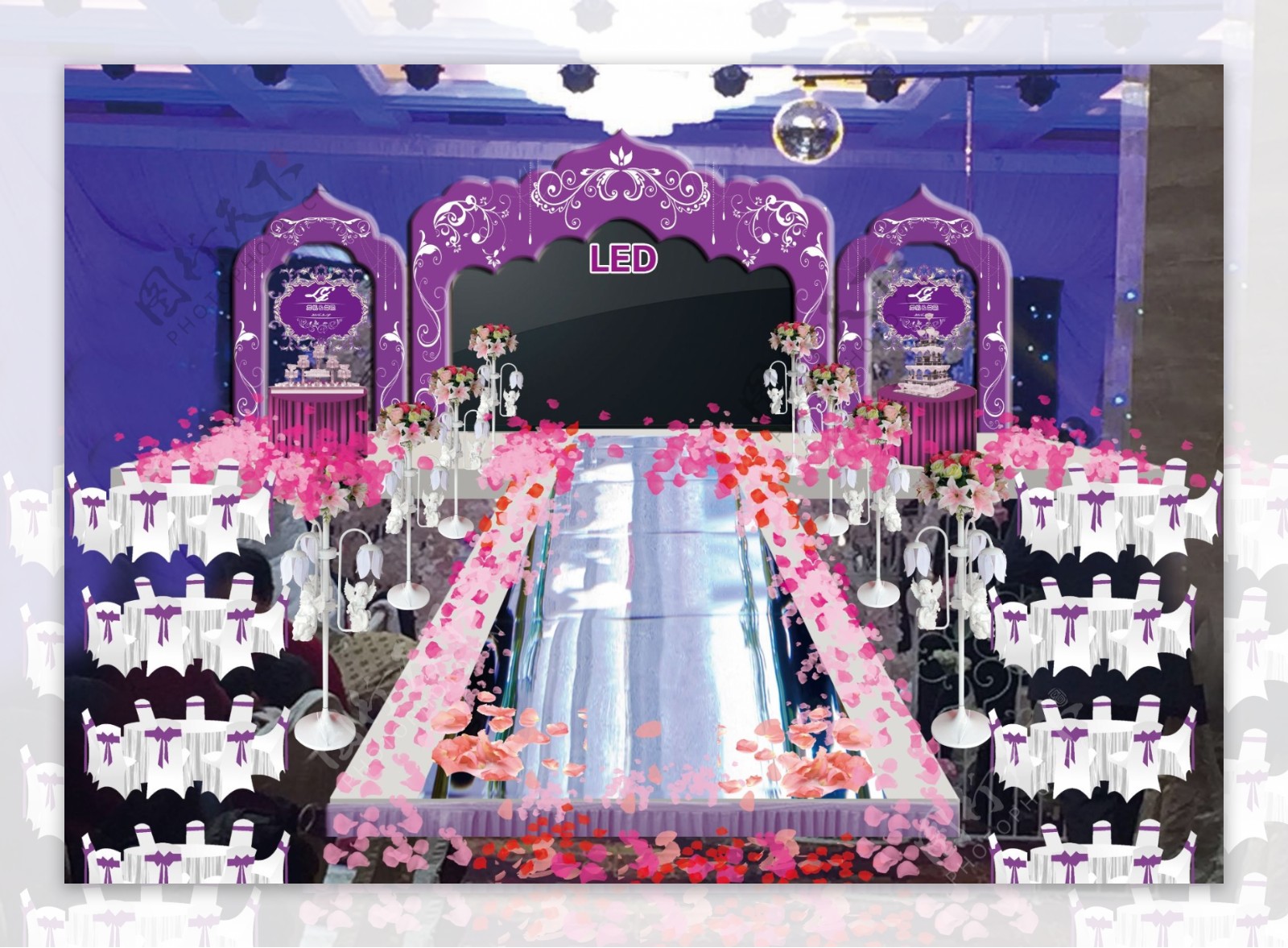 欧式紫色婚礼现场布置