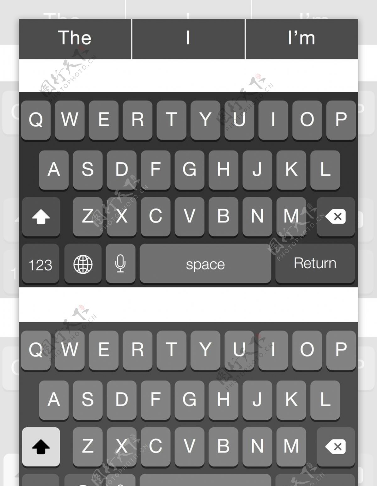 iOS8黑色键盘移动手机APP界面UI