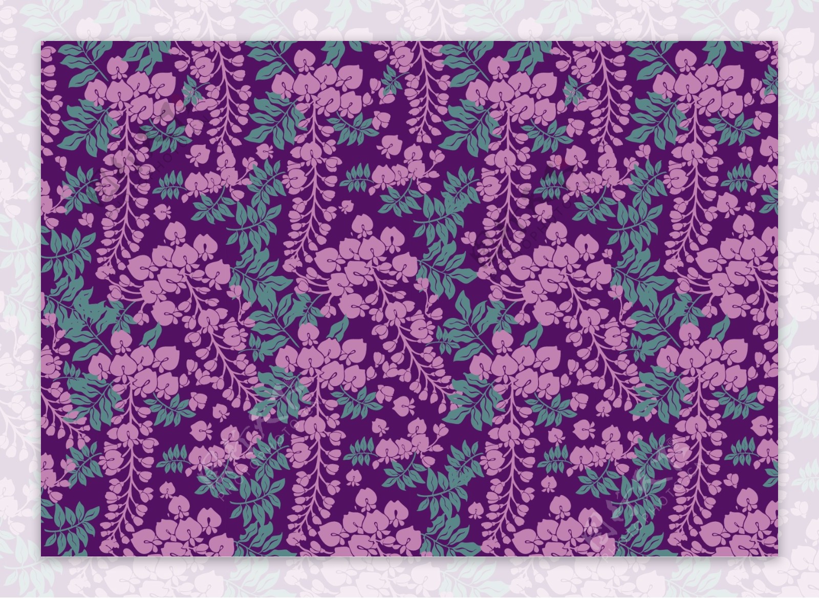 唯美紫藤花花卉背景素材