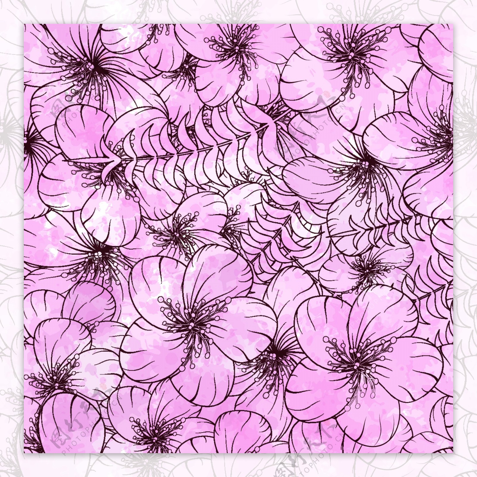紫色涂鸦花朵矢量素材下载