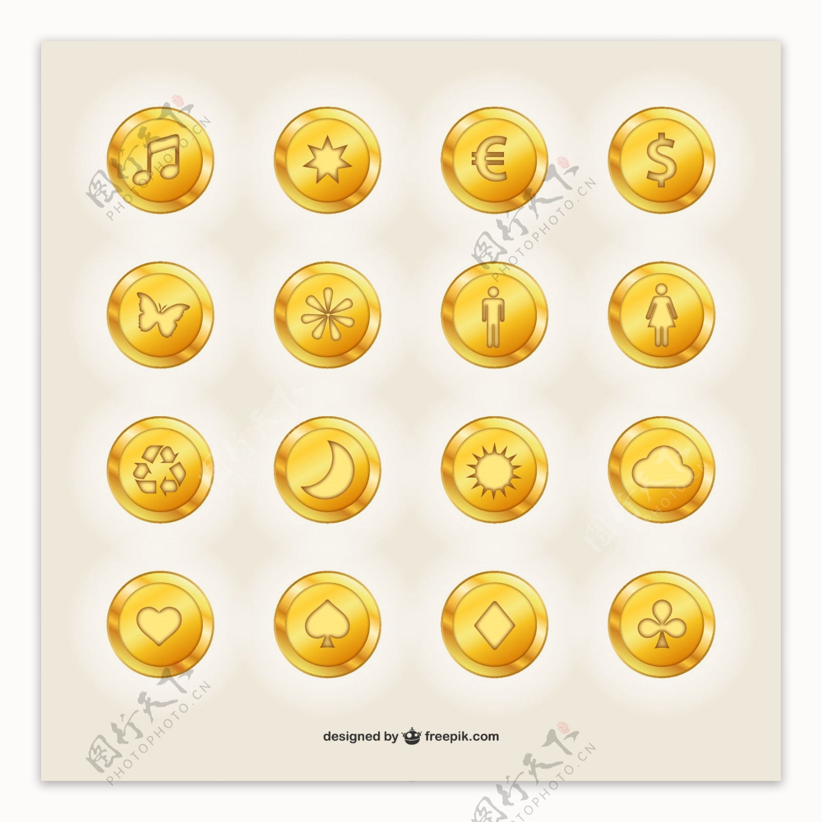 金币图标矢量素材图片