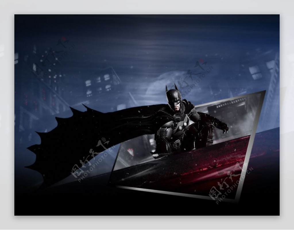 显示屏3D出屏效果蝙蝠侠黑色投影出镜