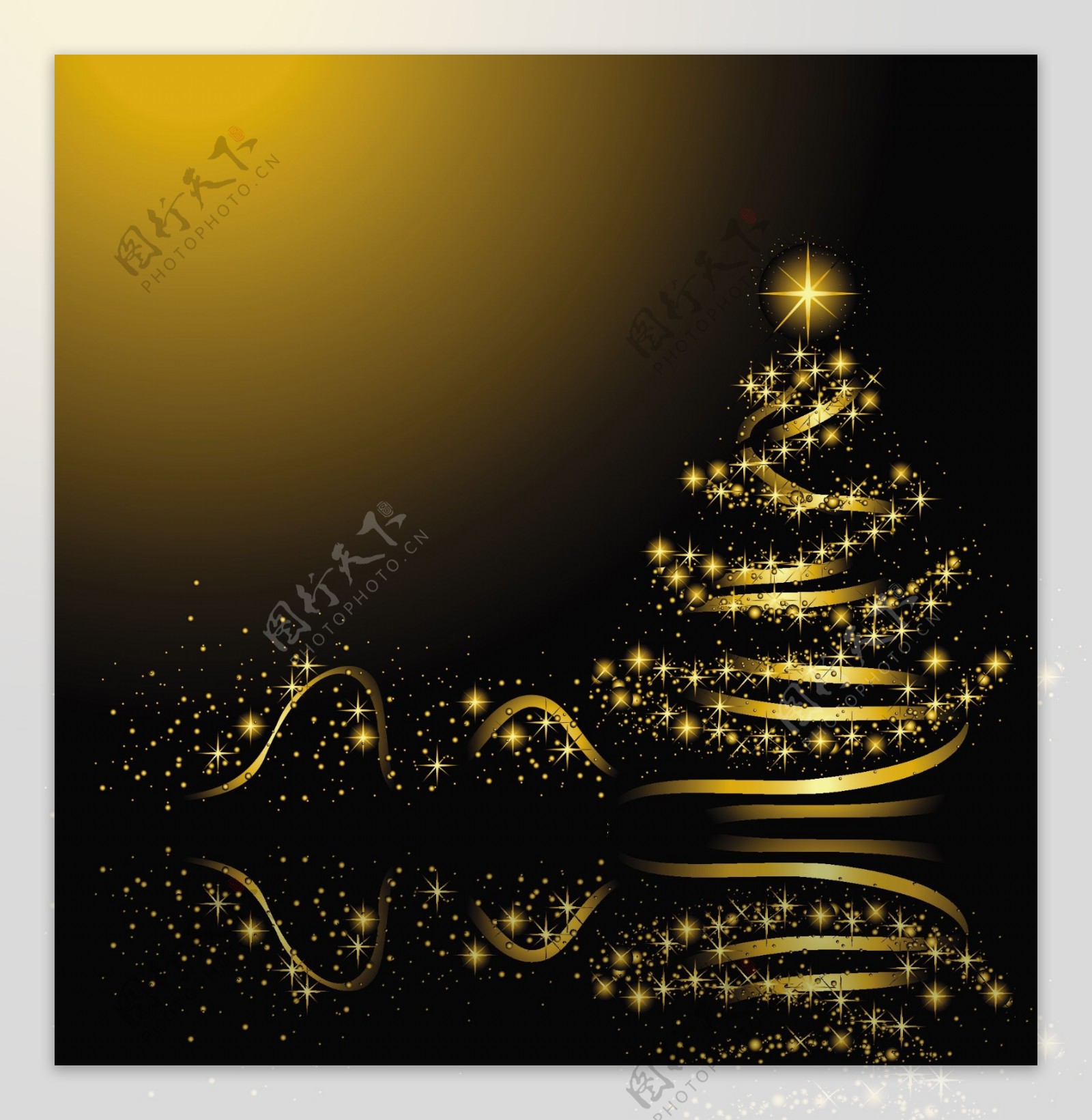 金色圣诞树背景素材图片