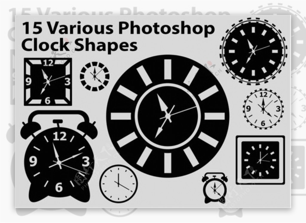 时钟闹钟Photoshop自定义形状素材下载
