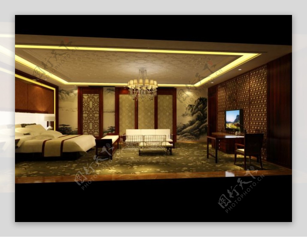 中式酒店3d模型