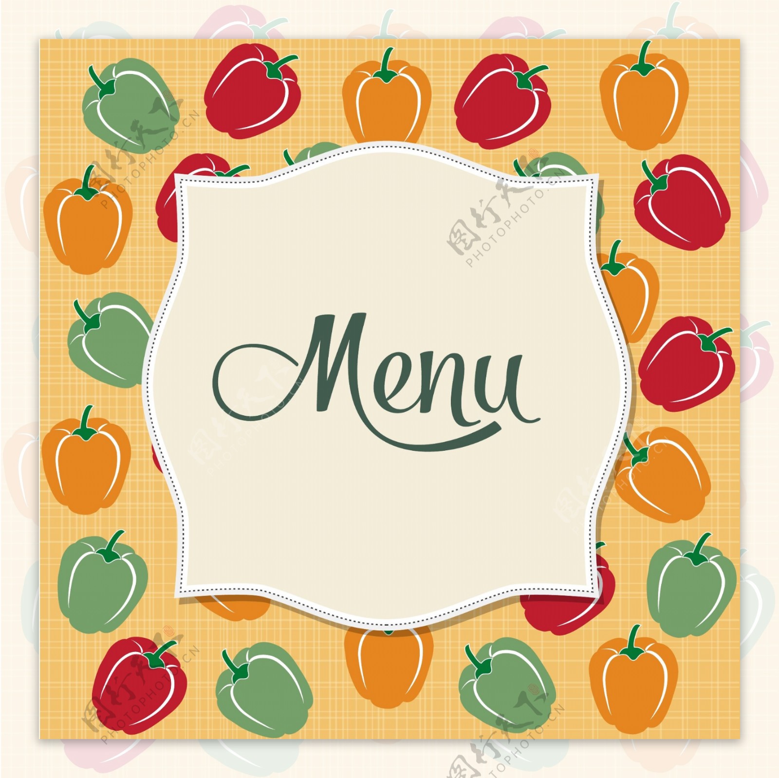 甜椒装饰边框餐厅菜单设计