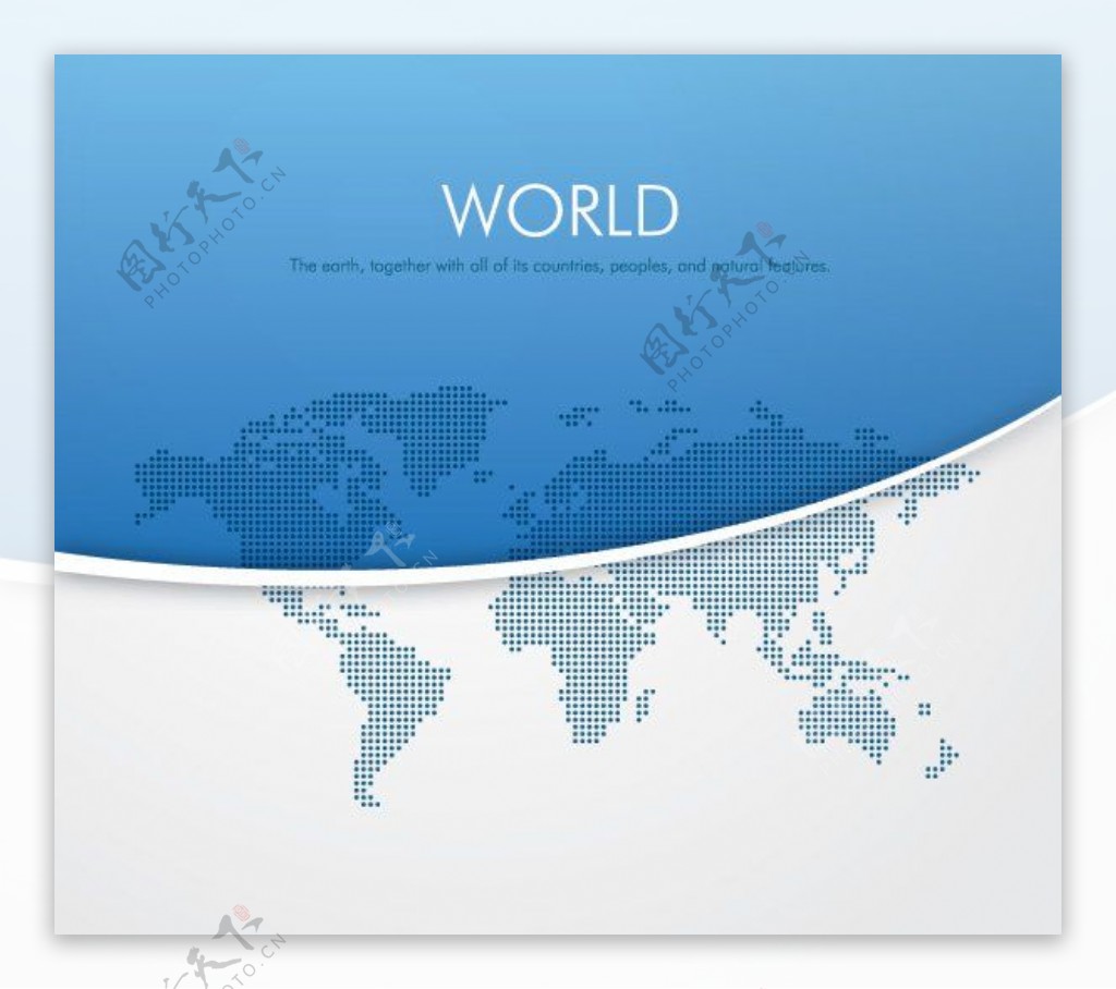 奇特的世界地图的蓝色背景