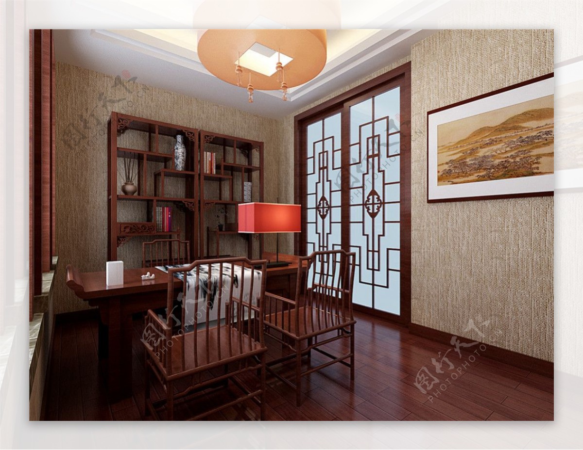 中式书房客厅装饰