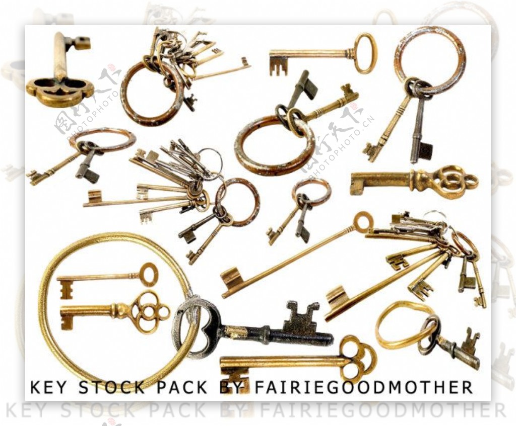 金色古代钥匙素材下载-欧莱凯设计网