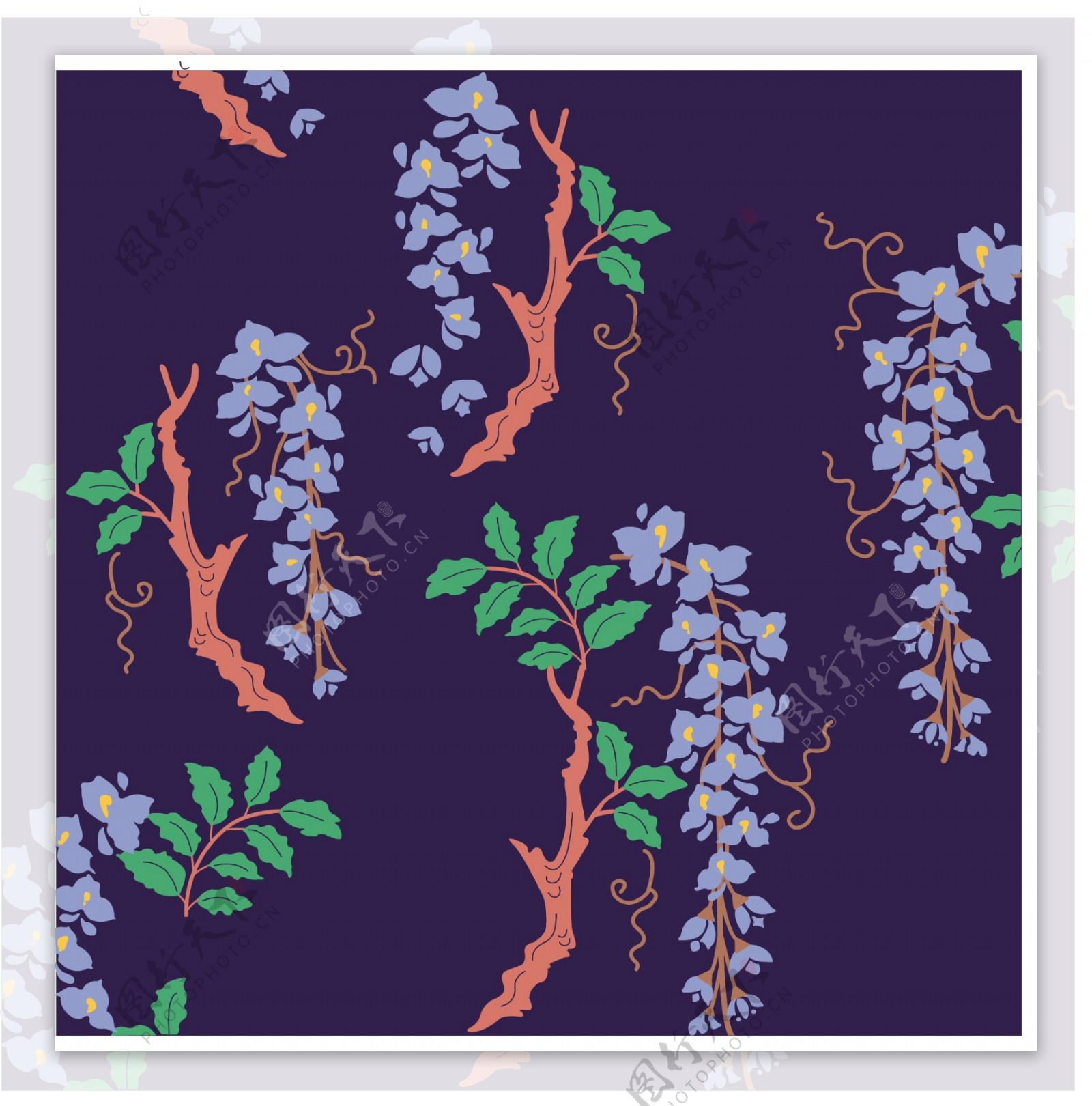 紫色花枝背景图