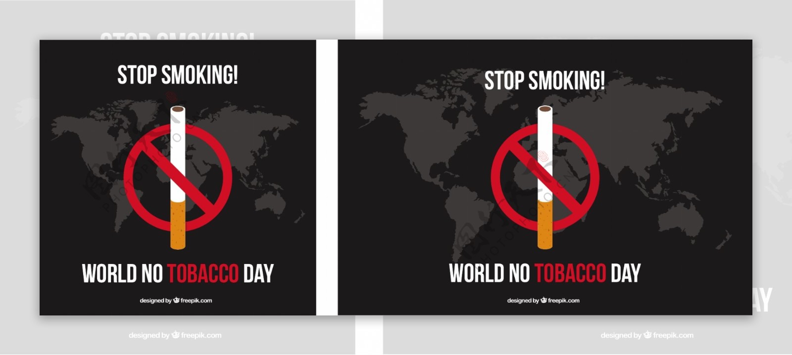 世界无烟日黑色背景禁烟广告模板