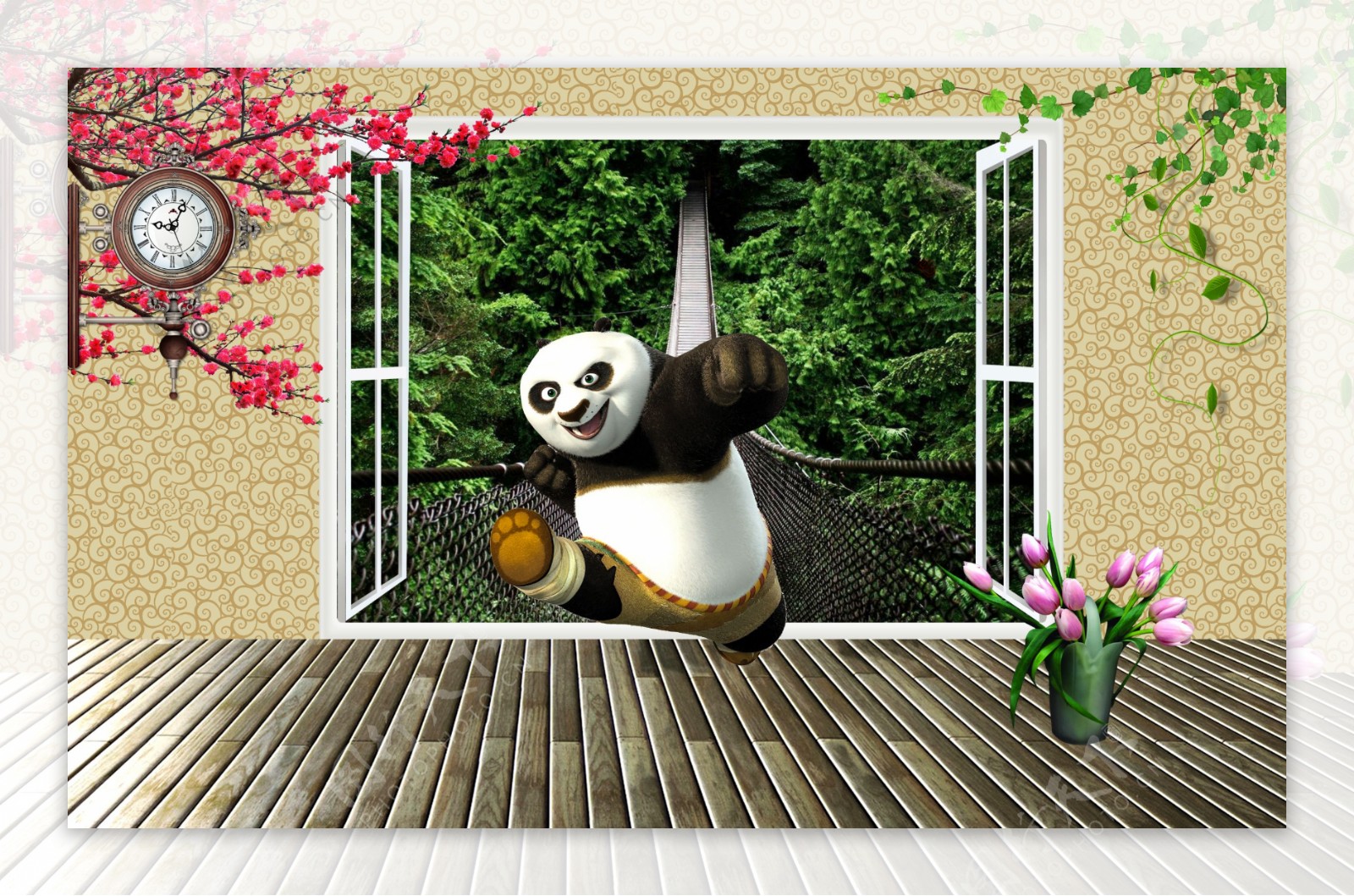 3d背景墙功夫熊猫图片