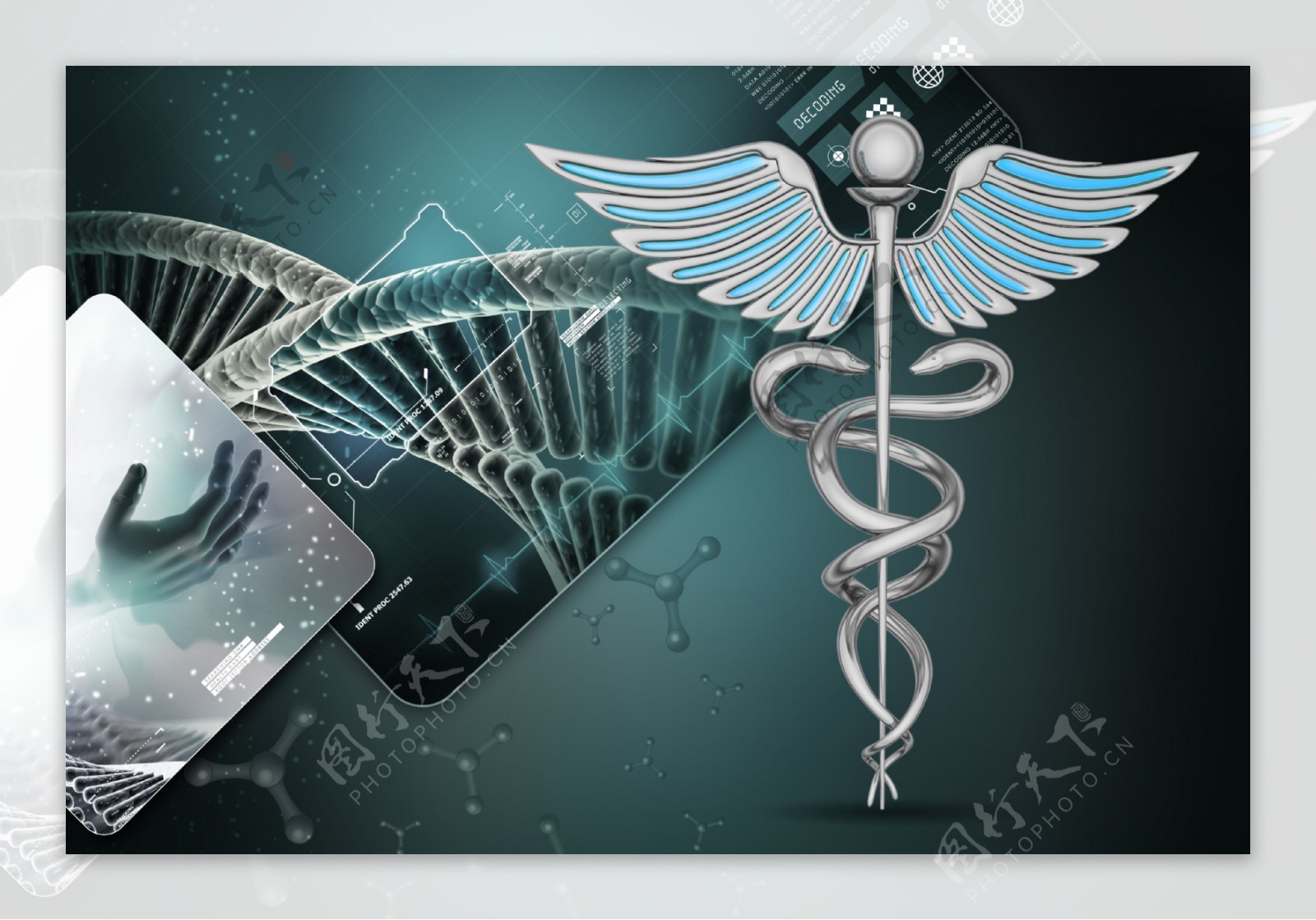 DNA背景与蛇杖图片