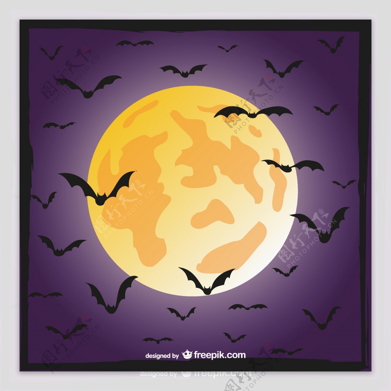 蝙蝠和月亮的场景