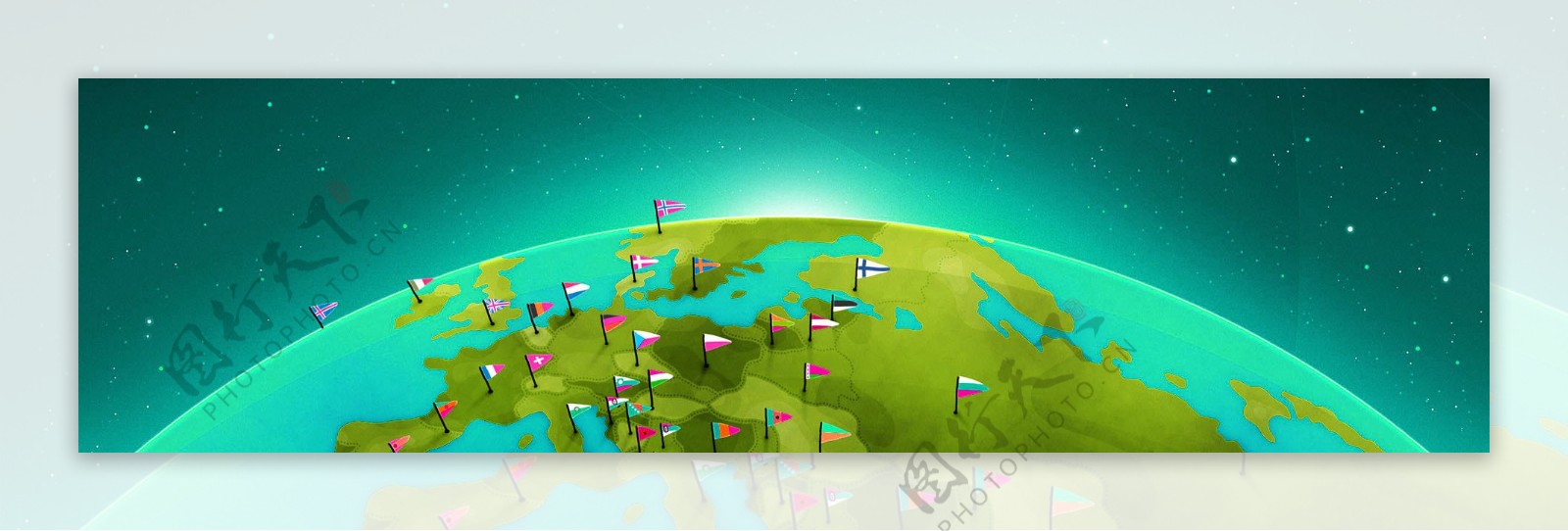 地球国旗banner创意设计