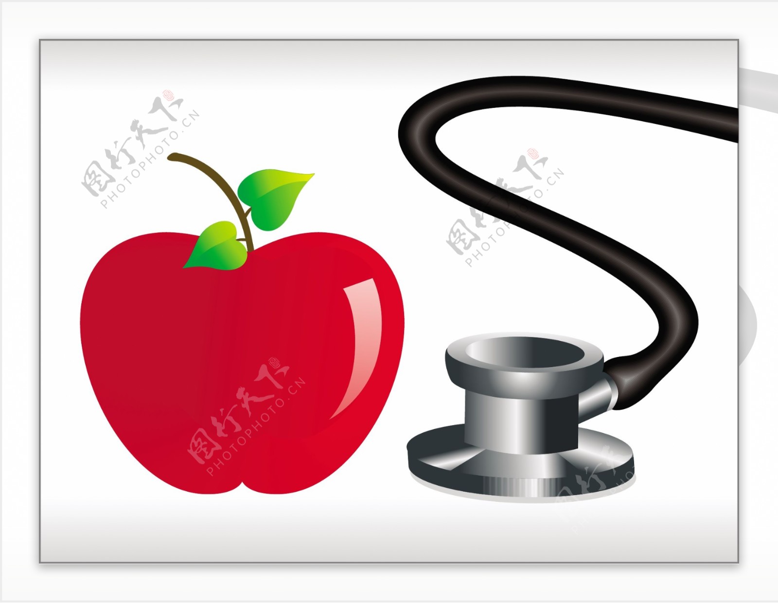 听诊器和红苹果