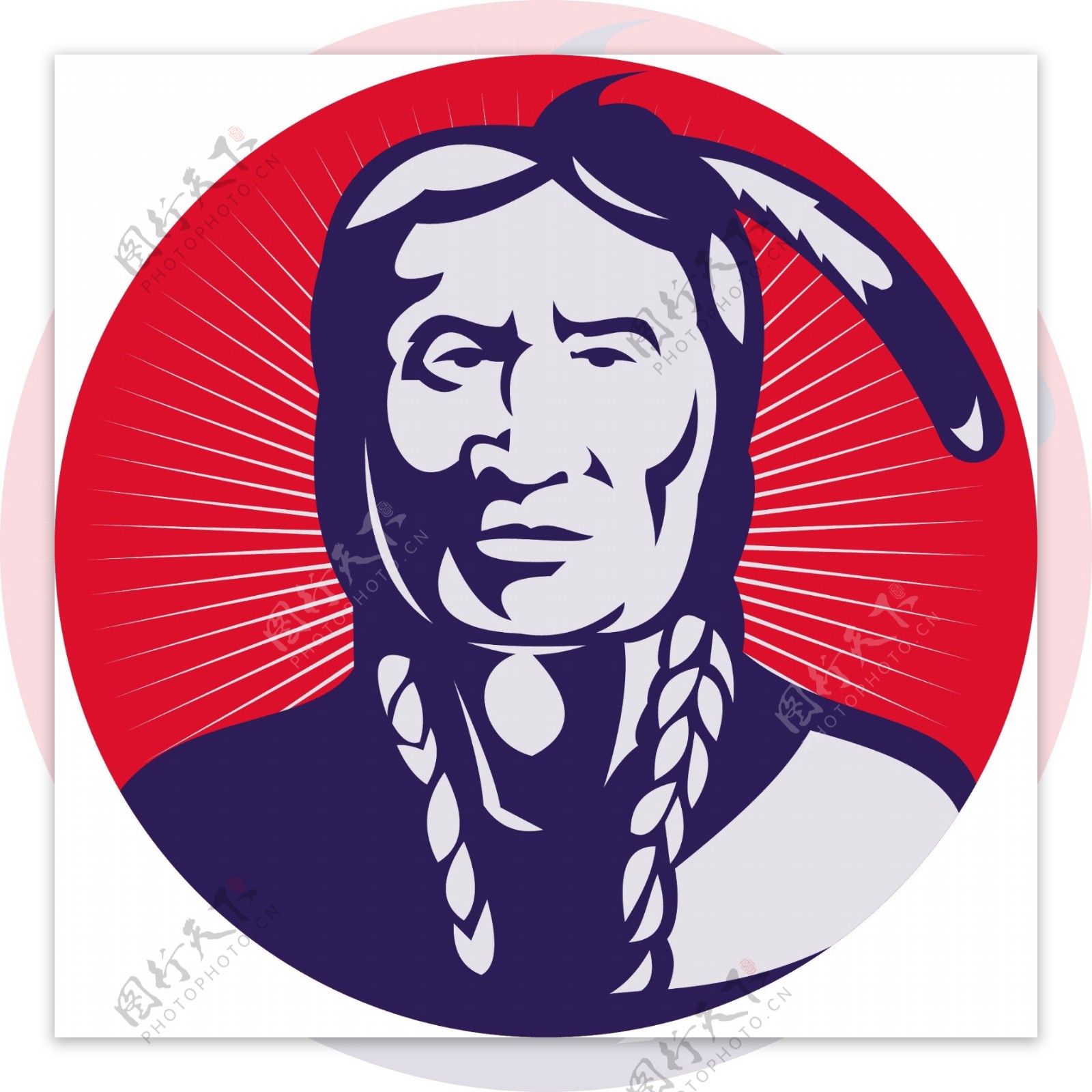 美洲土著印第安酋长面对前面