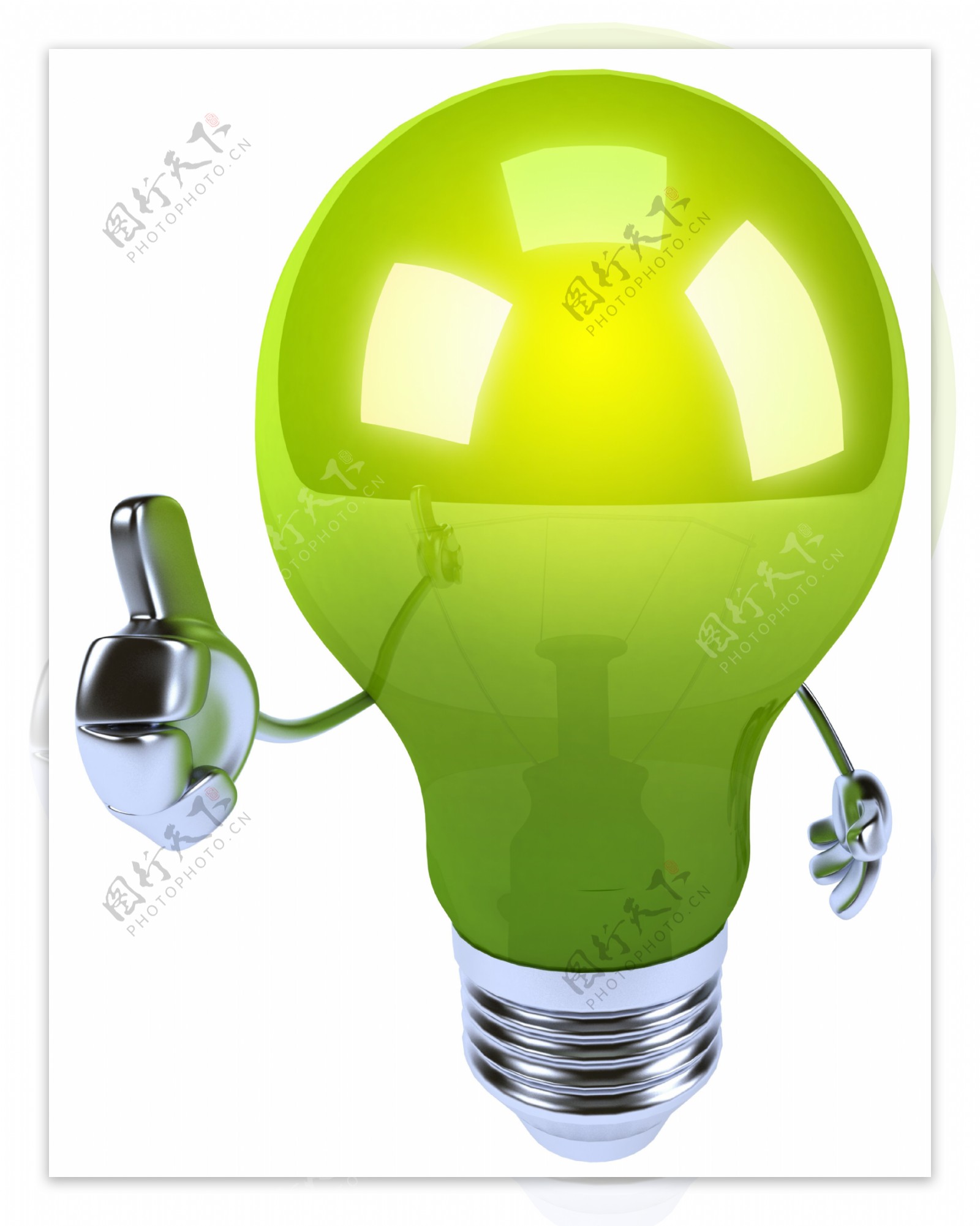 绿色卡通电灯素材