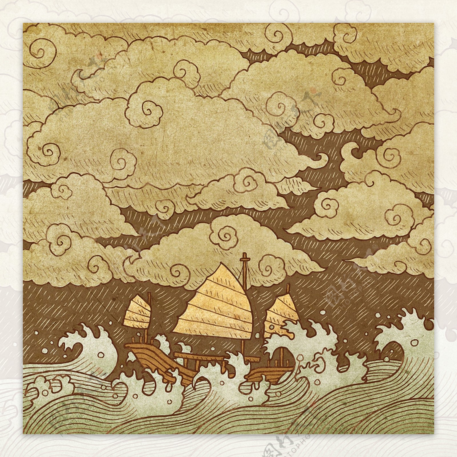 暴风雨里的帆船图片