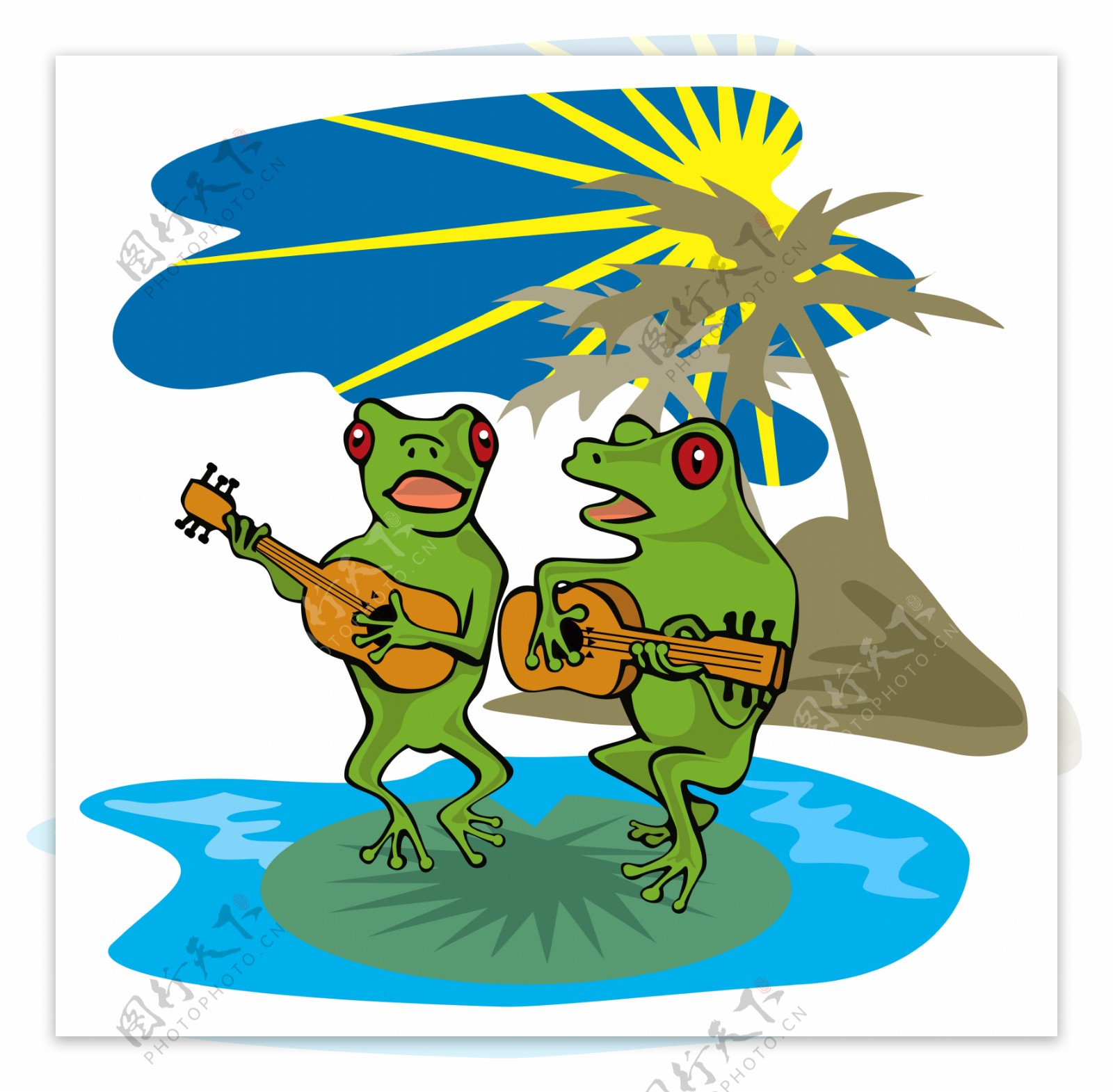 青蛙玩吉他的海滩