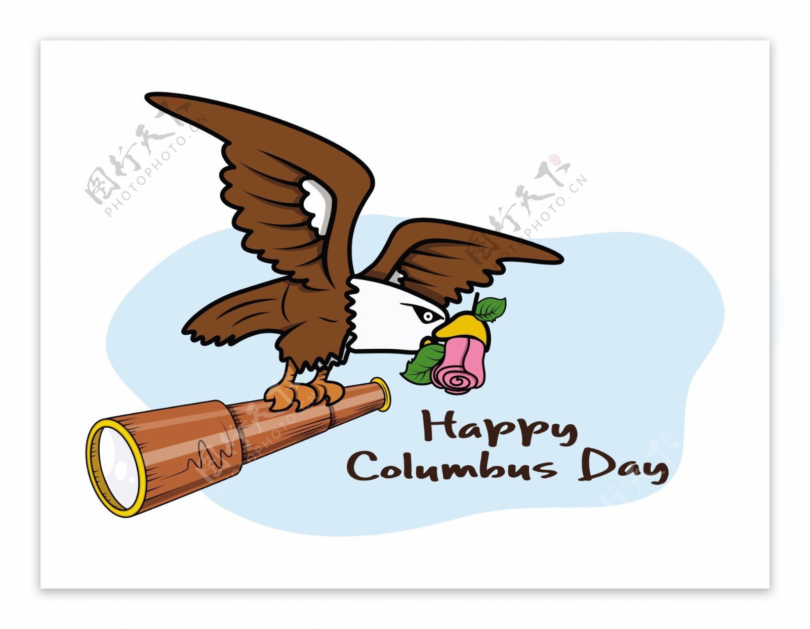 哥伦布日鹰鸟双眼向量