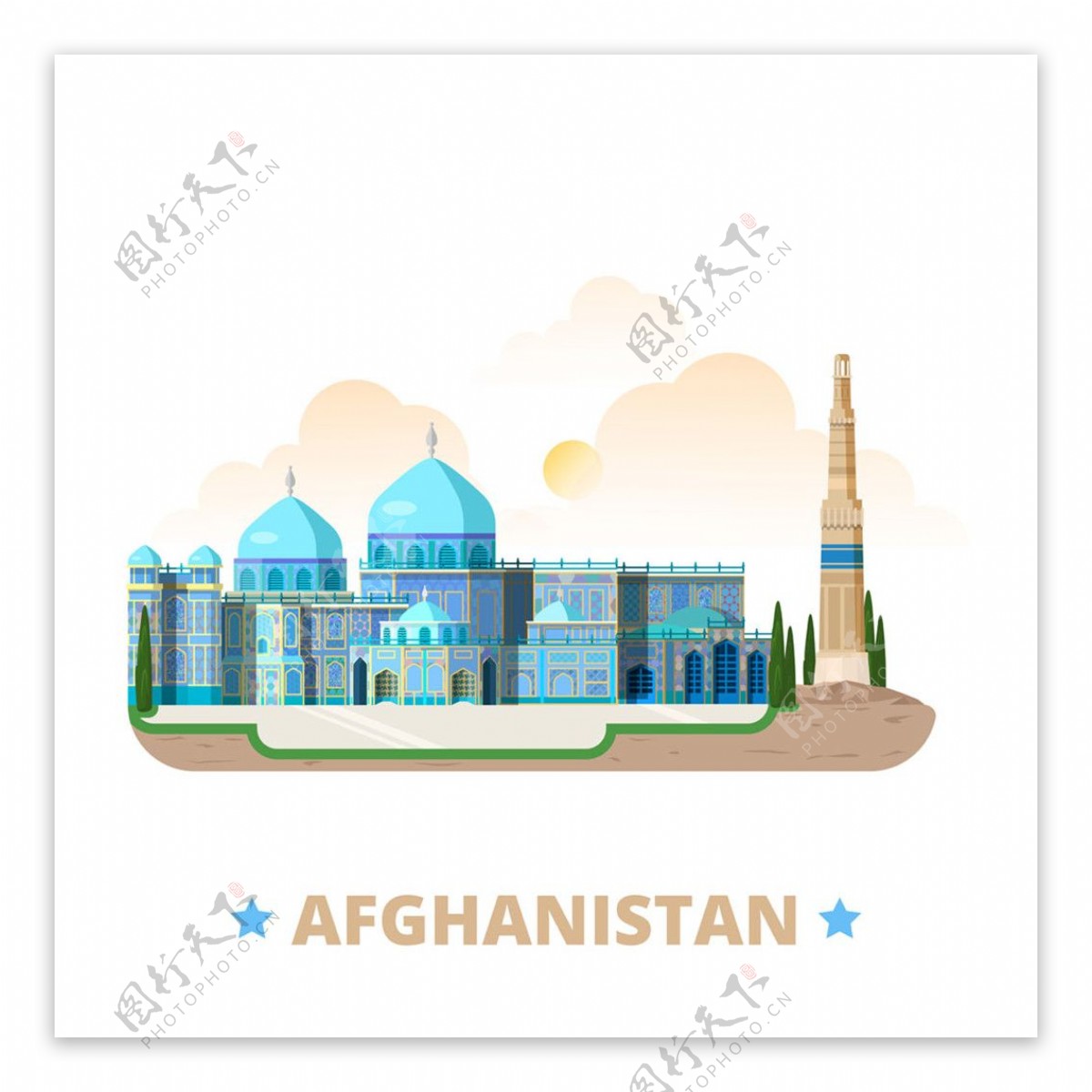 阿富汗建筑漫画图片